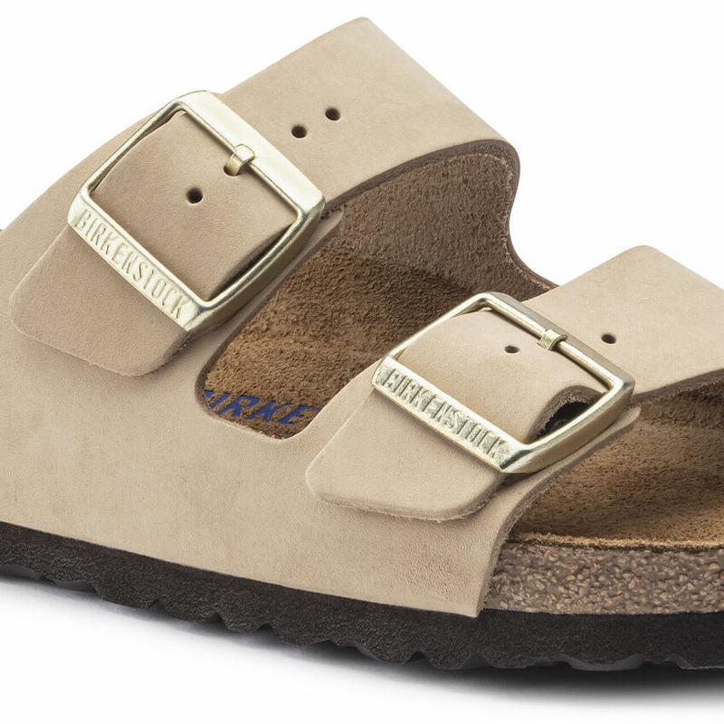 Birkenstock Soft Footbed Nubuck Læder Arizona Dame Beige | DK 89WNB